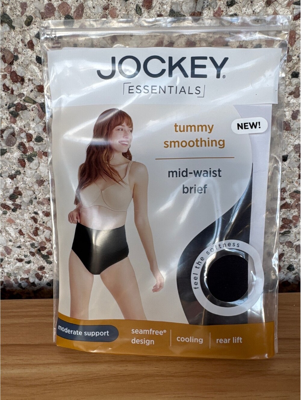 Jockey Essentials Tummy Smoothing Mid Waist Brief Size L Black New Sealed